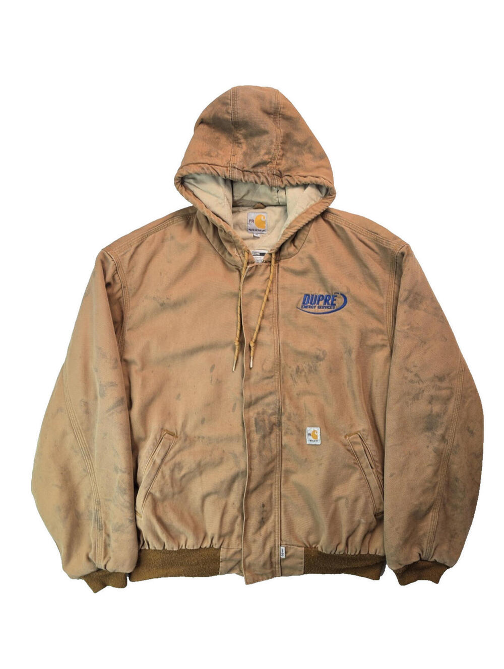 Carhartt USA FR Flame Resistant Brown Canvas Hooded Zip Jacket Men XL FRJ237 BRN